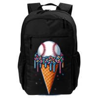 Baseball Drip Ice Cream Cone With Sprinkles Daily Commute Backpack