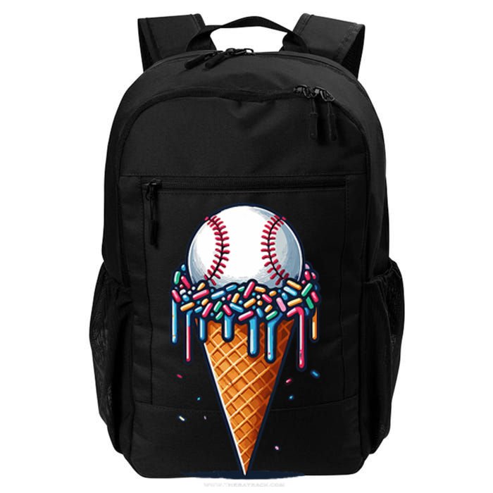 Baseball Drip Ice Cream Cone With Sprinkles Daily Commute Backpack