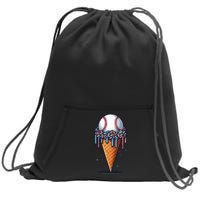 Baseball Drip Ice Cream Cone With Sprinkles Sweatshirt Cinch Pack Bag