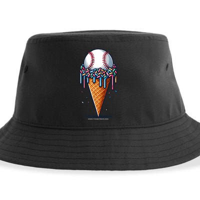 Baseball Drip Ice Cream Cone With Sprinkles Sustainable Bucket Hat