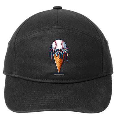 Baseball Drip Ice Cream Cone With Sprinkles 7-Panel Snapback Hat