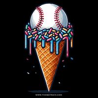 Baseball Drip Ice Cream Cone With Sprinkles Drawstring Bag