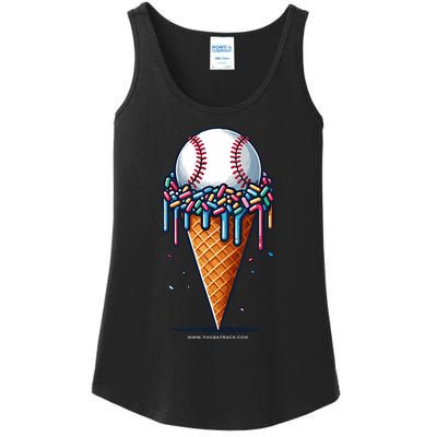 Baseball Drip Ice Cream Cone With Sprinkles Ladies Essential Tank