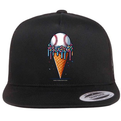 Baseball Drip Ice Cream Cone With Sprinkles Flatbill Hat