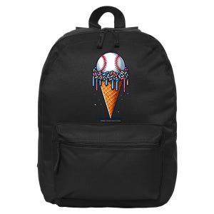 Baseball Drip Ice Cream Cone With Sprinkles 16 in Basic Backpack