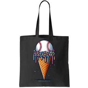 Baseball Drip Ice Cream Cone With Sprinkles Tote Bag