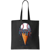 Baseball Drip Ice Cream Cone With Sprinkles Tote Bag