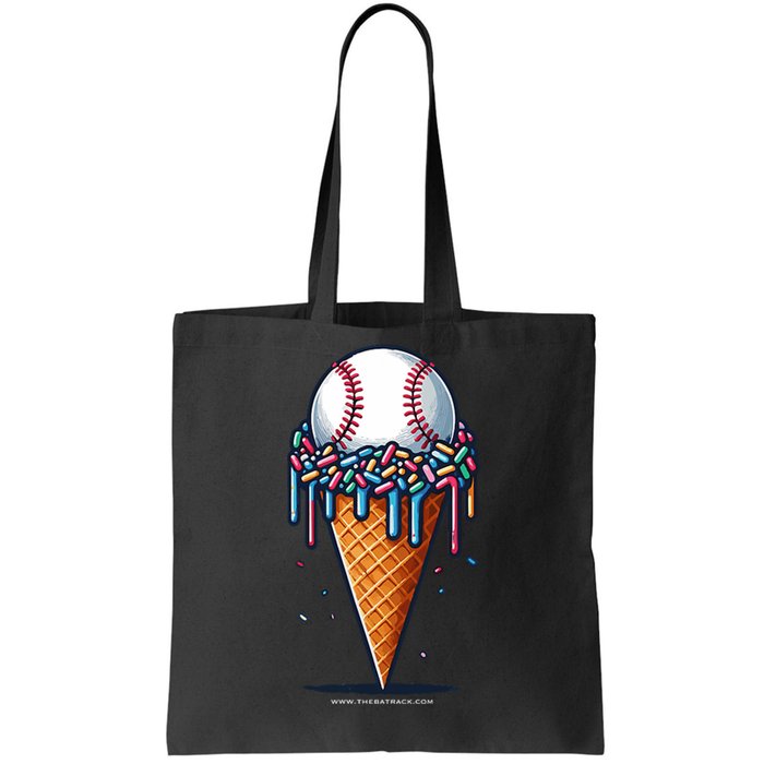 Baseball Drip Ice Cream Cone With Sprinkles Tote Bag