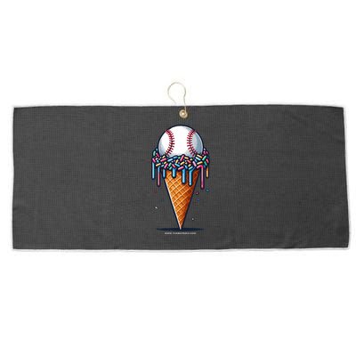 Baseball Drip Ice Cream Cone With Sprinkles Large Microfiber Waffle Golf Towel