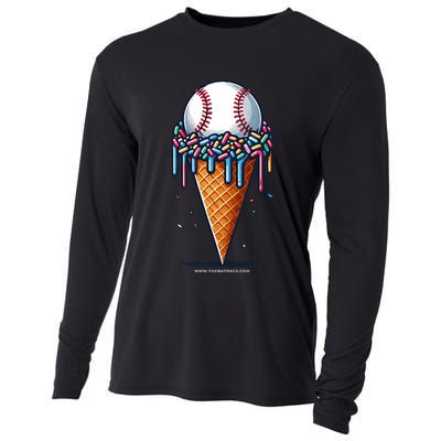 Baseball Drip Ice Cream Cone With Sprinkles Cooling Performance Long Sleeve Crew