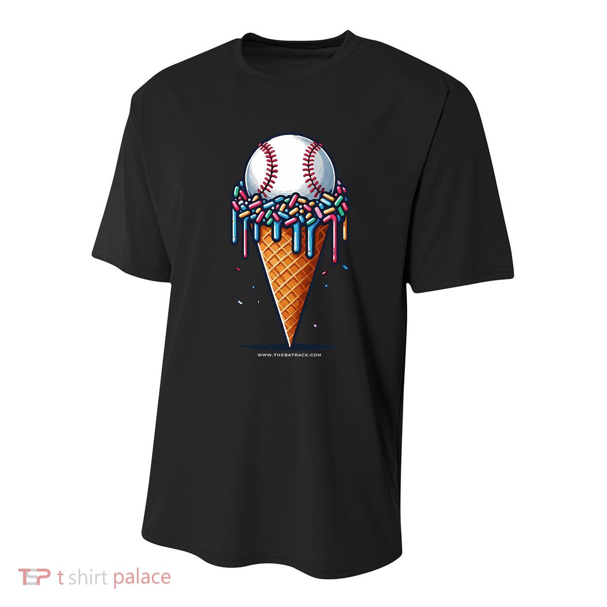 Baseball Drip Ice Cream Cone With Sprinkles Youth Performance Sprint T-Shirt