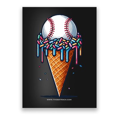 Baseball Drip Ice Cream Cone With Sprinkles Poster