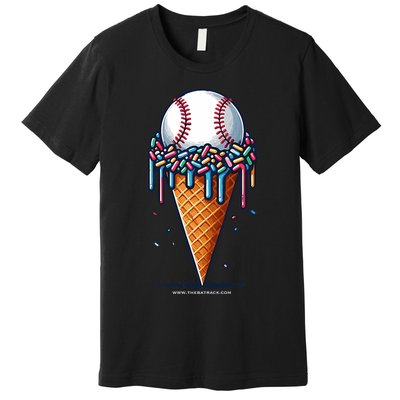 Baseball Drip Ice Cream Cone With Sprinkles Premium T-Shirt