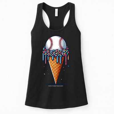 Baseball Drip Ice Cream Cone With Sprinkles Womens Tank Top