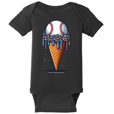 Baseball Drip Ice Cream Cone With Sprinkles Baby Bodysuit