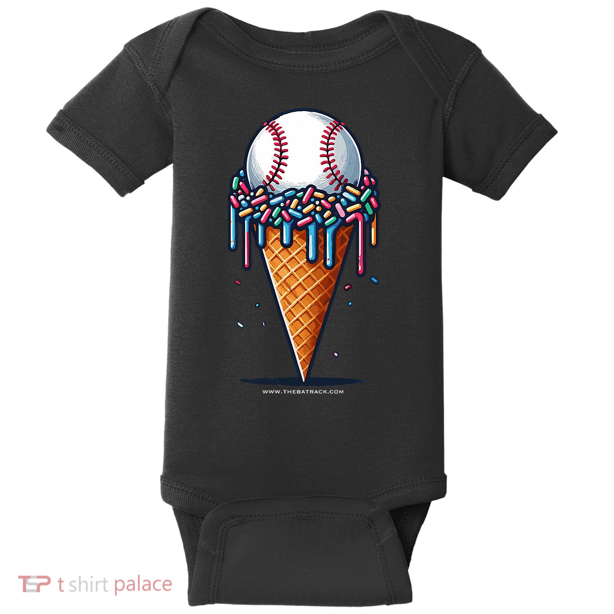Baseball Drip Ice Cream Cone With Sprinkles Baby Bodysuit