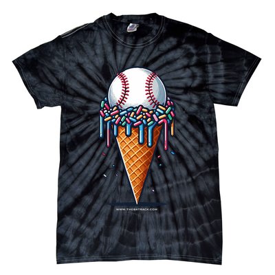 Baseball Drip Ice Cream Cone With Sprinkles Tie-Dye T-Shirt