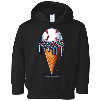 Baseball Drip Ice Cream Cone With Sprinkles Toddler Hoodie