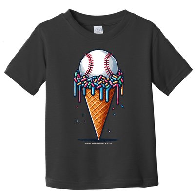 Baseball Drip Ice Cream Cone With Sprinkles Toddler T-Shirt