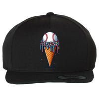 Baseball Drip Ice Cream Cone With Sprinkles Wool Snapback Cap