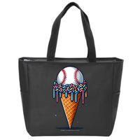 Baseball Drip Ice Cream Cone With Sprinkles Zip Tote Bag