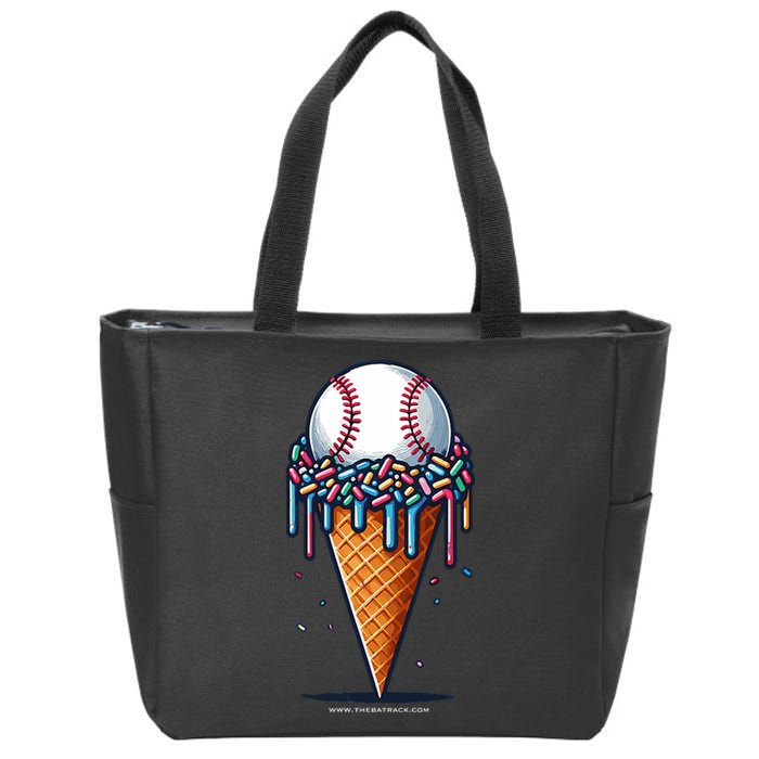 Baseball Drip Ice Cream Cone With Sprinkles Zip Tote Bag