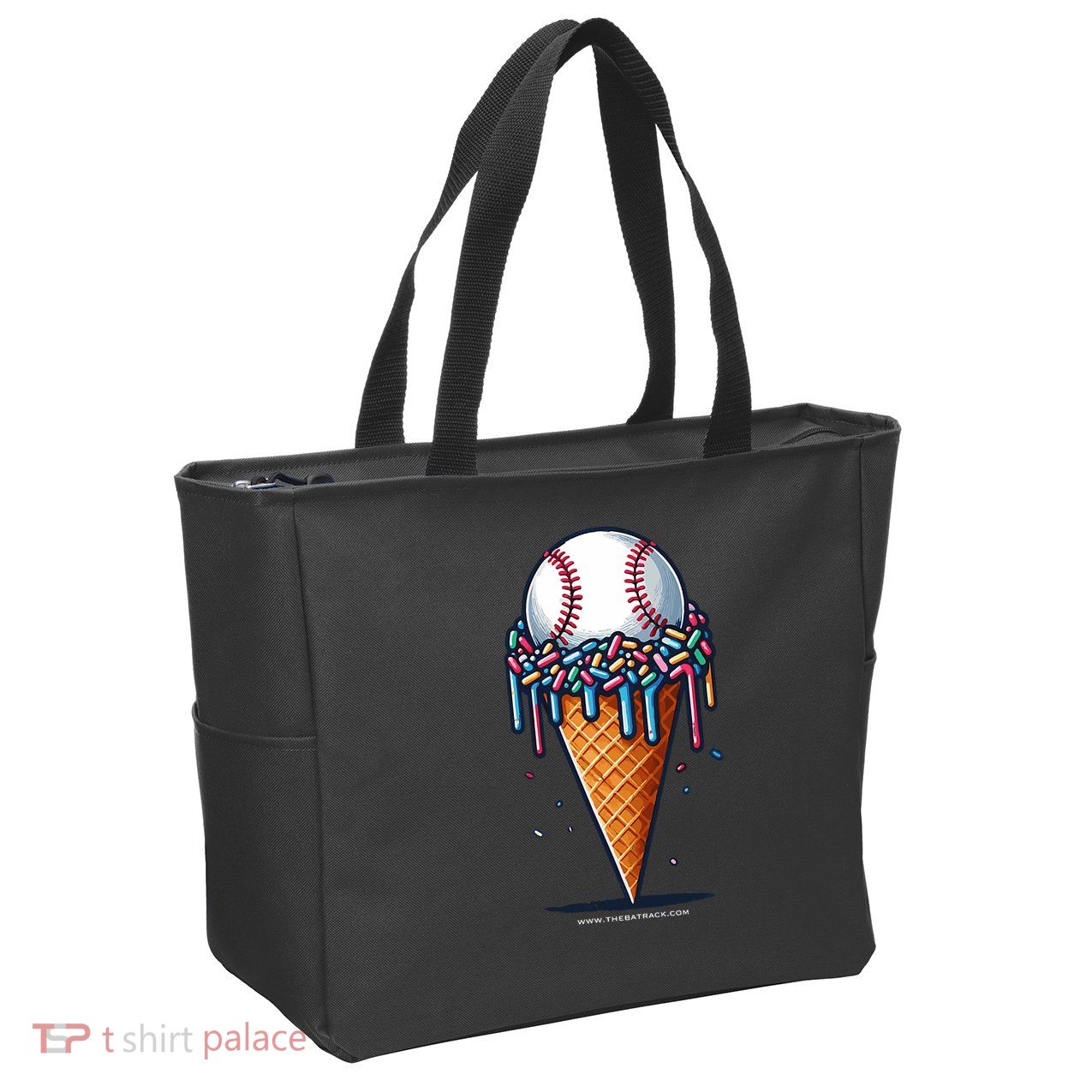 Baseball Drip Ice Cream Cone With Sprinkles Zip Tote Bag