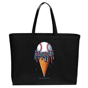 Baseball Drip Ice Cream Cone With Sprinkles Cotton Canvas Jumbo Tote