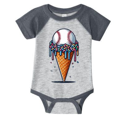 Baseball Drip Ice Cream Cone With Sprinkles Infant Baby Jersey Bodysuit