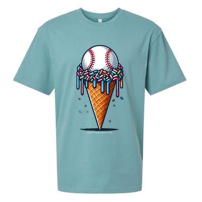 Baseball Drip Ice Cream Cone With Sprinkles Sueded Cloud Jersey T-Shirt