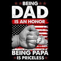Being Dad Is An Honor Being Papa Is Priceless USA American Flag USA-Made Doggie Bandana