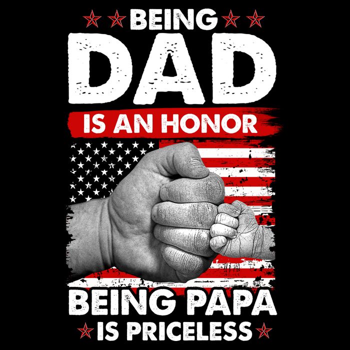 Being Dad Is An Honor Being Papa Is Priceless USA American Flag USA-Made Doggie Bandana