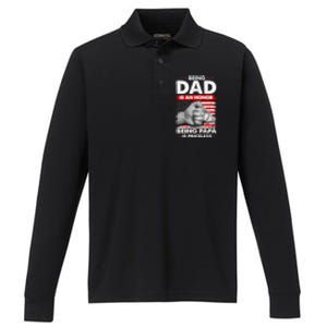 Being Dad Is An Honor Being Papa Is Priceless USA American Flag Performance Long Sleeve Polo