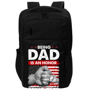 Being Dad Is An Honor Being Papa Is Priceless USA American Flag Impact Tech Backpack