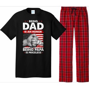 Being Dad Is An Honor Being Papa Is Priceless USA American Flag Pajama Set