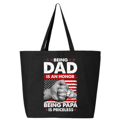 Being Dad Is An Honor Being Papa Is Priceless USA American Flag 25L Jumbo Tote