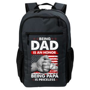 Being Dad Is An Honor Being Papa Is Priceless USA American Flag Daily Commute Backpack