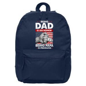 Being Dad Is An Honor Being Papa Is Priceless USA American Flag 16 in Basic Backpack