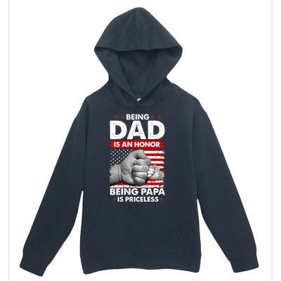 Being Dad Is An Honor Being Papa Is Priceless USA American Flag Urban Pullover Hoodie