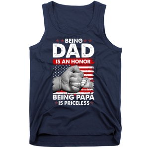 Being Dad Is An Honor Being Papa Is Priceless USA American Flag Tank Top