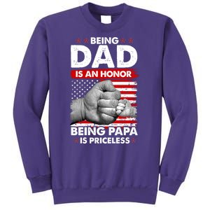 Being Dad Is An Honor Being Papa Is Priceless USA American Flag Sweatshirt