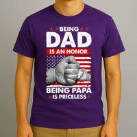 Being Dad Is An Honor Being Papa Is Priceless USA American Flag T-Shirt