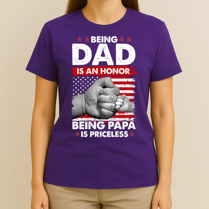 Being Dad Is An Honor Being Papa Is Priceless USA American Flag T-Shirt
