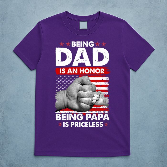 Being Dad Is An Honor Being Papa Is Priceless USA American Flag T-Shirt