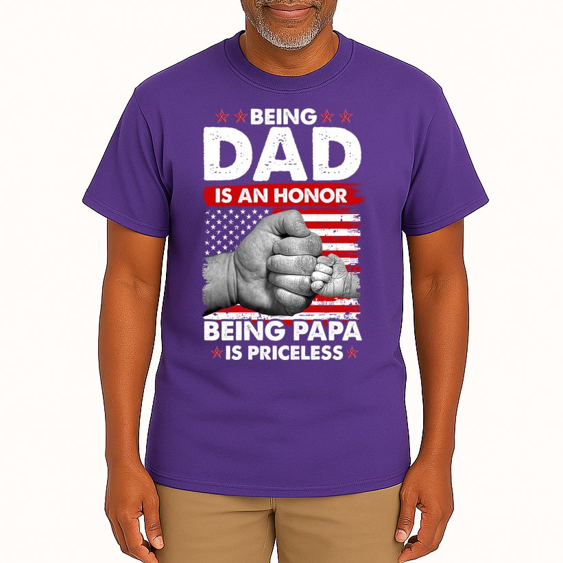 Being Dad Is An Honor Being Papa Is Priceless USA American Flag Tall T-Shirt