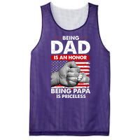 Being Dad Is An Honor Being Papa Is Priceless USA American Flag Mesh Reversible Basketball Jersey Tank