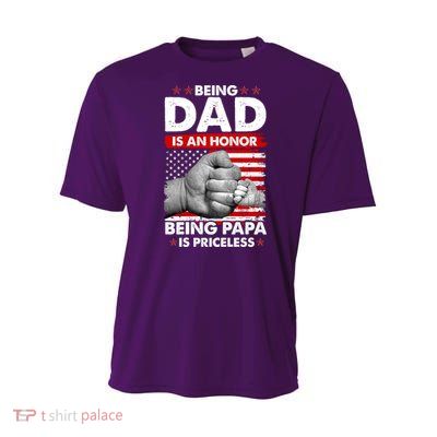 Being Dad Is An Honor Being Papa Is Priceless USA American Flag Youth Performance Sprint T-Shirt