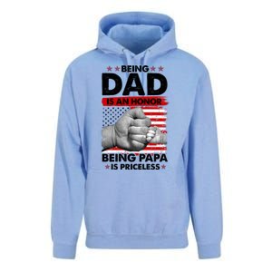 Being Dad Is An Honor Being Papa Is Priceless USA American Flag Unisex Surf Hoodie