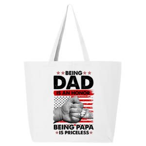 Being Dad Is An Honor Being Papa Is Priceless USA American Flag 25L Jumbo Tote