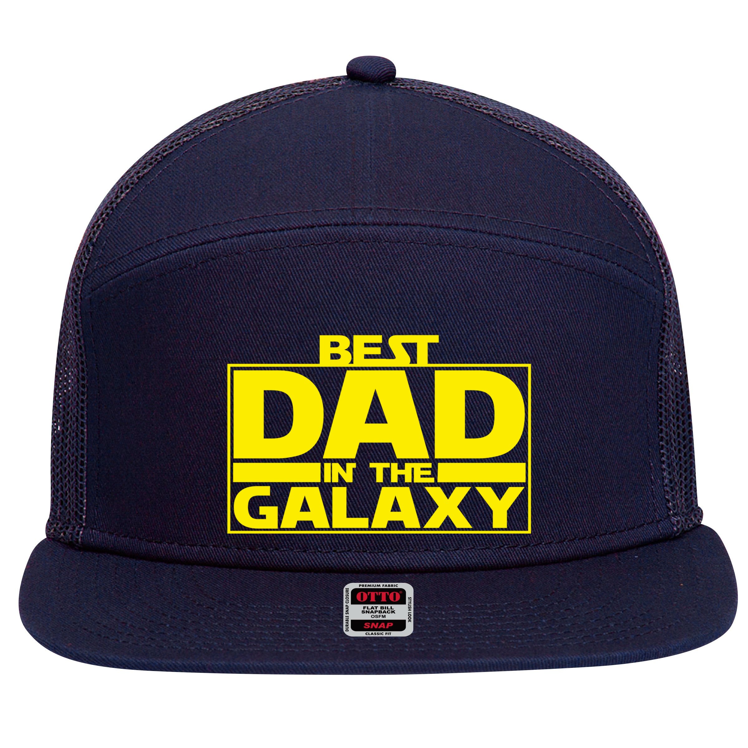 Best Dad In The Galaxy Father's Day Gift 7 Panel Mesh Trucker Snapback Hat